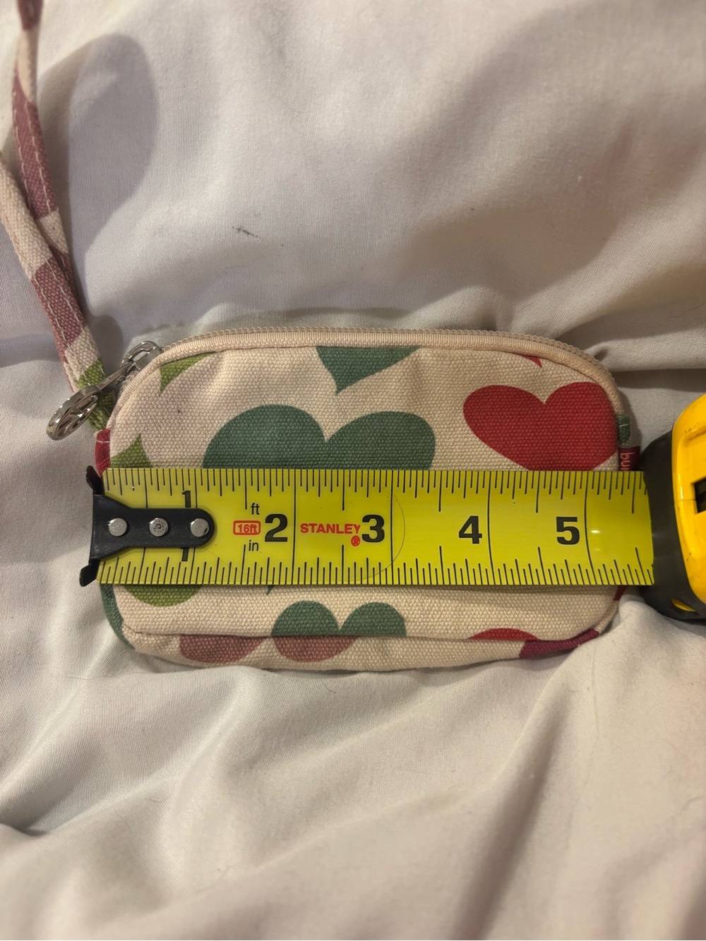 Canvas Wristlet Clutch with Multicolor Heart Print by Bungalow 360 - Picture 4 of 4